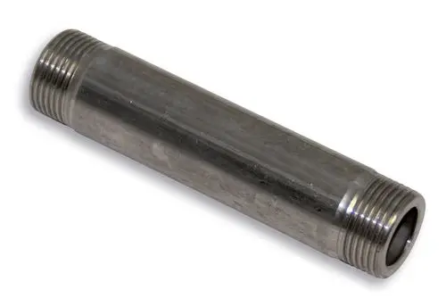 Roth Adapterrohr aus Metall, länglicher zylindrischer Körper mit innenliegenden Gewinden an beiden Enden, geeignet für den Anschluss an verschiedene Systeme.
